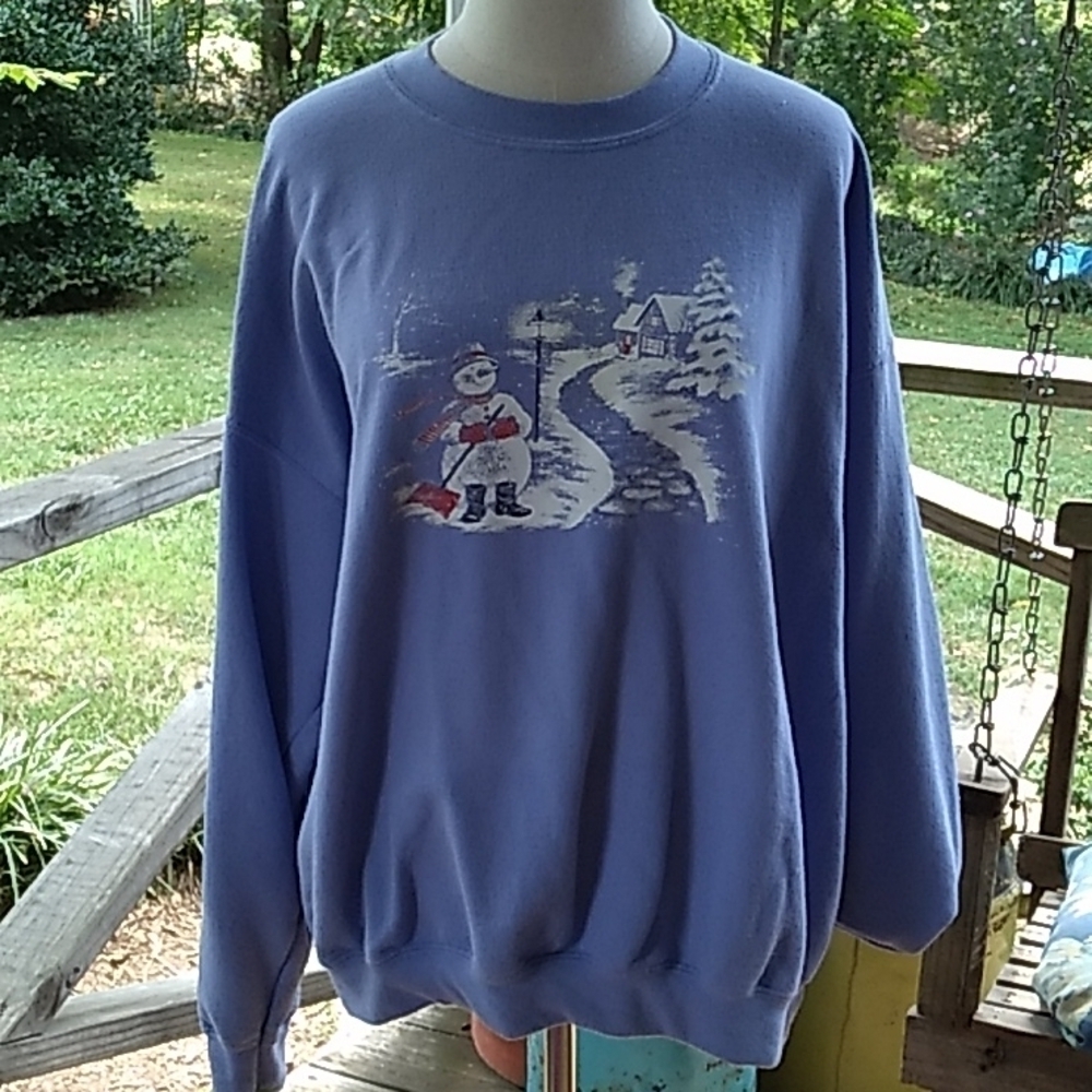 Gildan XL purple snowman ⛄Christmas 🎄 sweatshirt